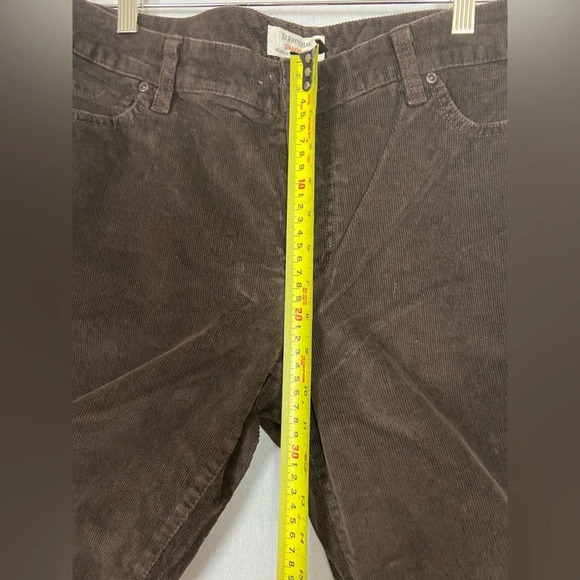 St.  Johns Bay Pants Women Brown Corduroy Straight Leg Cotton Pockets Sz 12 - Picture 12 of 13